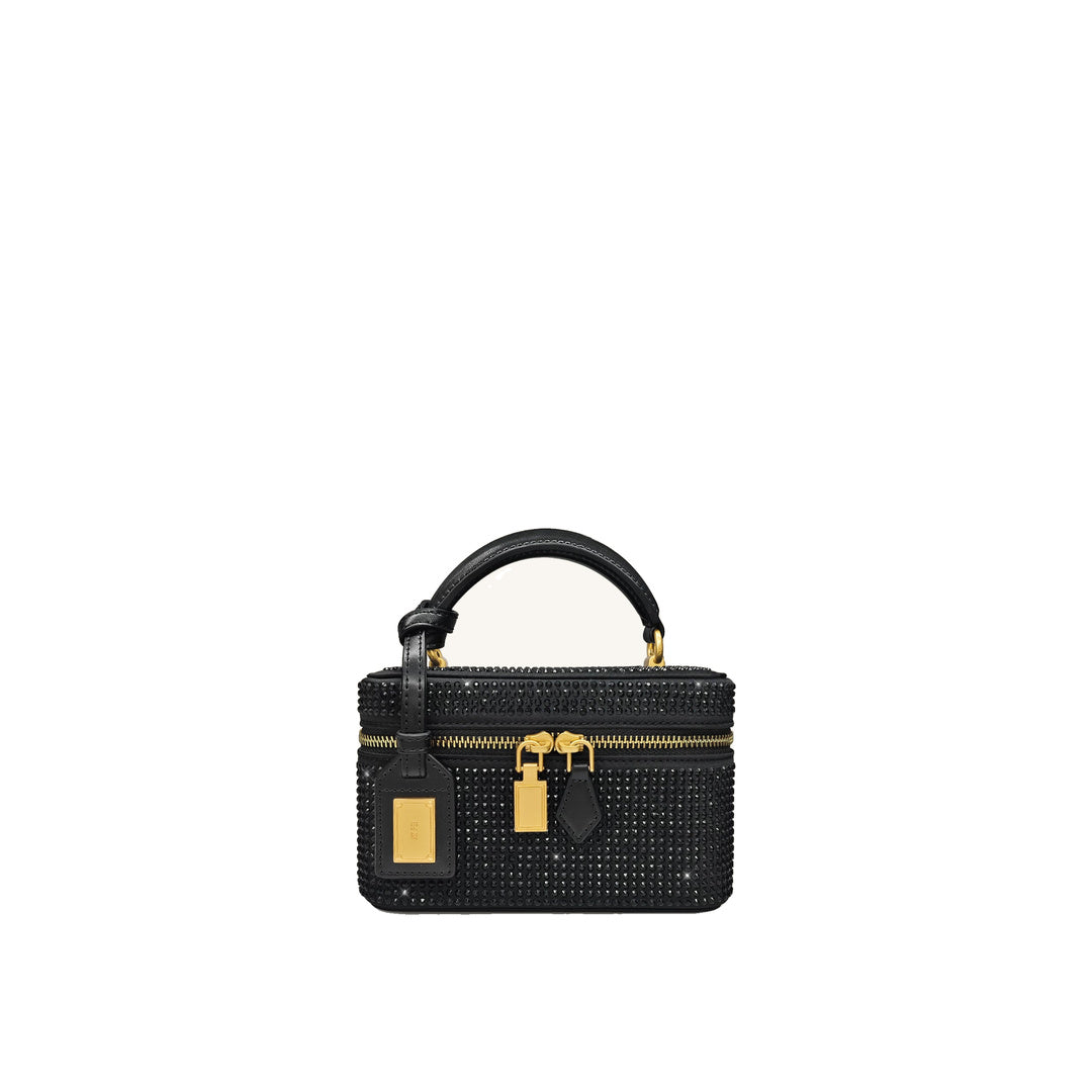 JW PEI Cleo Artificial Crystal Box Shape Top Handle Bag - Black by JW PEI