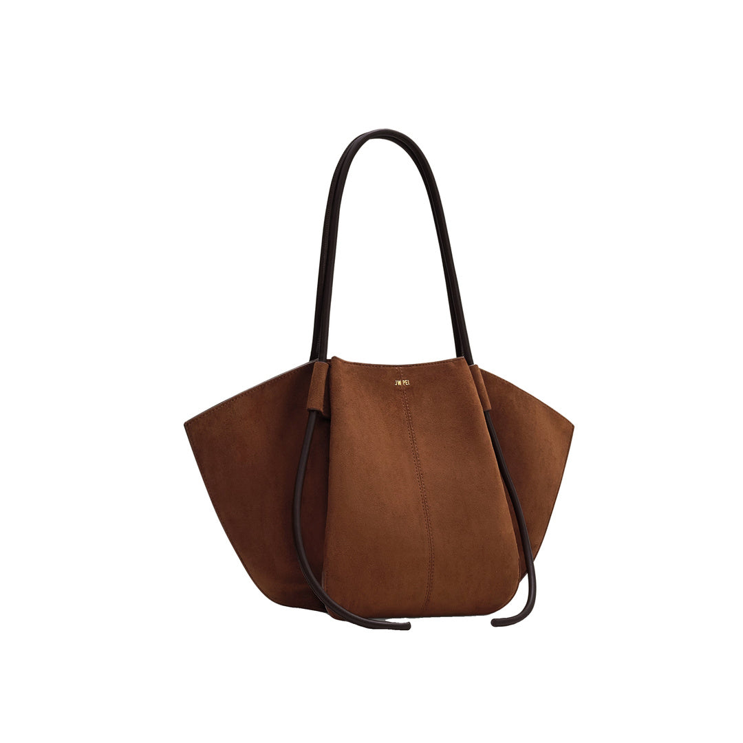 JW PEI Nala Faux Suede Wide Tote Bag - Brown by JW PEI