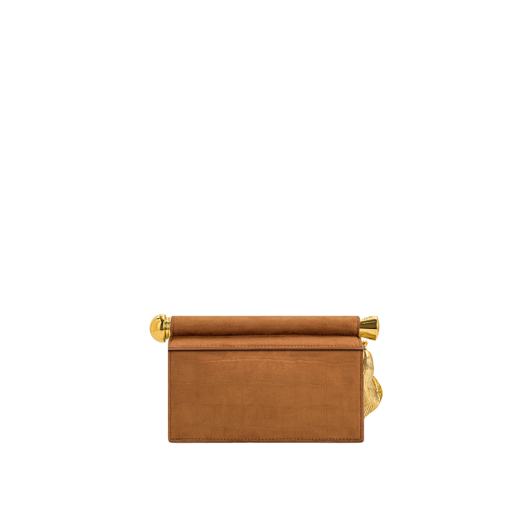 JW PEI Holly Faux Suede Metal Pendant Embellished Clutch - Brown by JW PEI