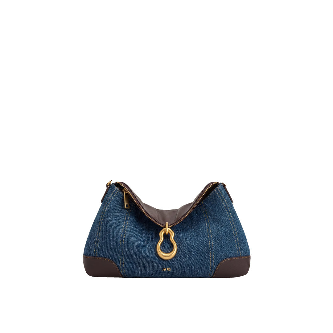 JW PEI Jayla Metal Pendant Embellished Shoulder Bag - Blue Denim by JW PEI