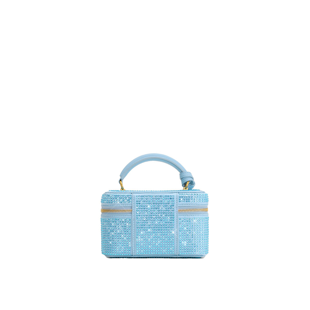 JW PEI Cleo Artificial Crystal Box Shape Top Handle Bag - Blue by JW PEI