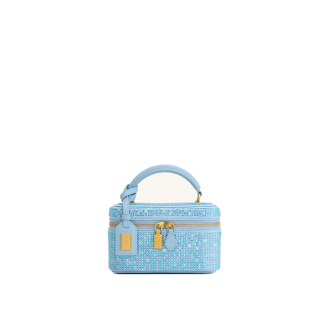 JW PEI Cleo Artificial Crystal Box Shape Top Handle Bag - Blue by JW PEI