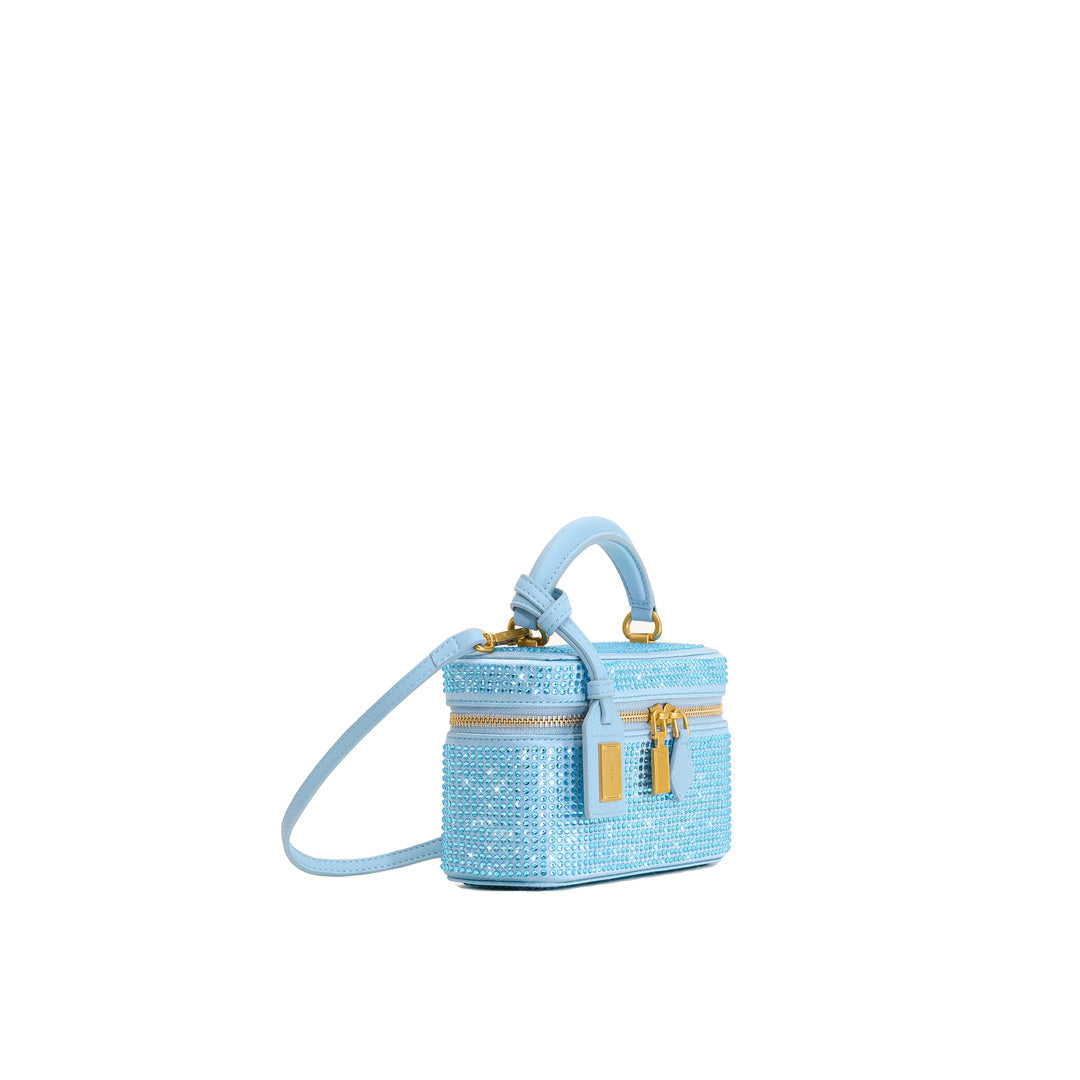 JW PEI Cleo Artificial Crystal Box Shape Top Handle Bag - Blue by JW PEI