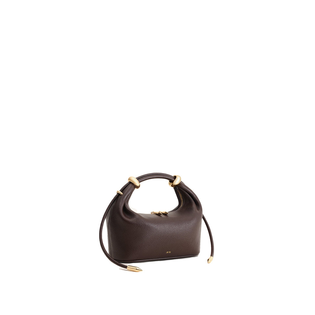 JW PEI Ellie Metal Ring Embellished Top Handle Bag - Dark Brown by JW PEI
