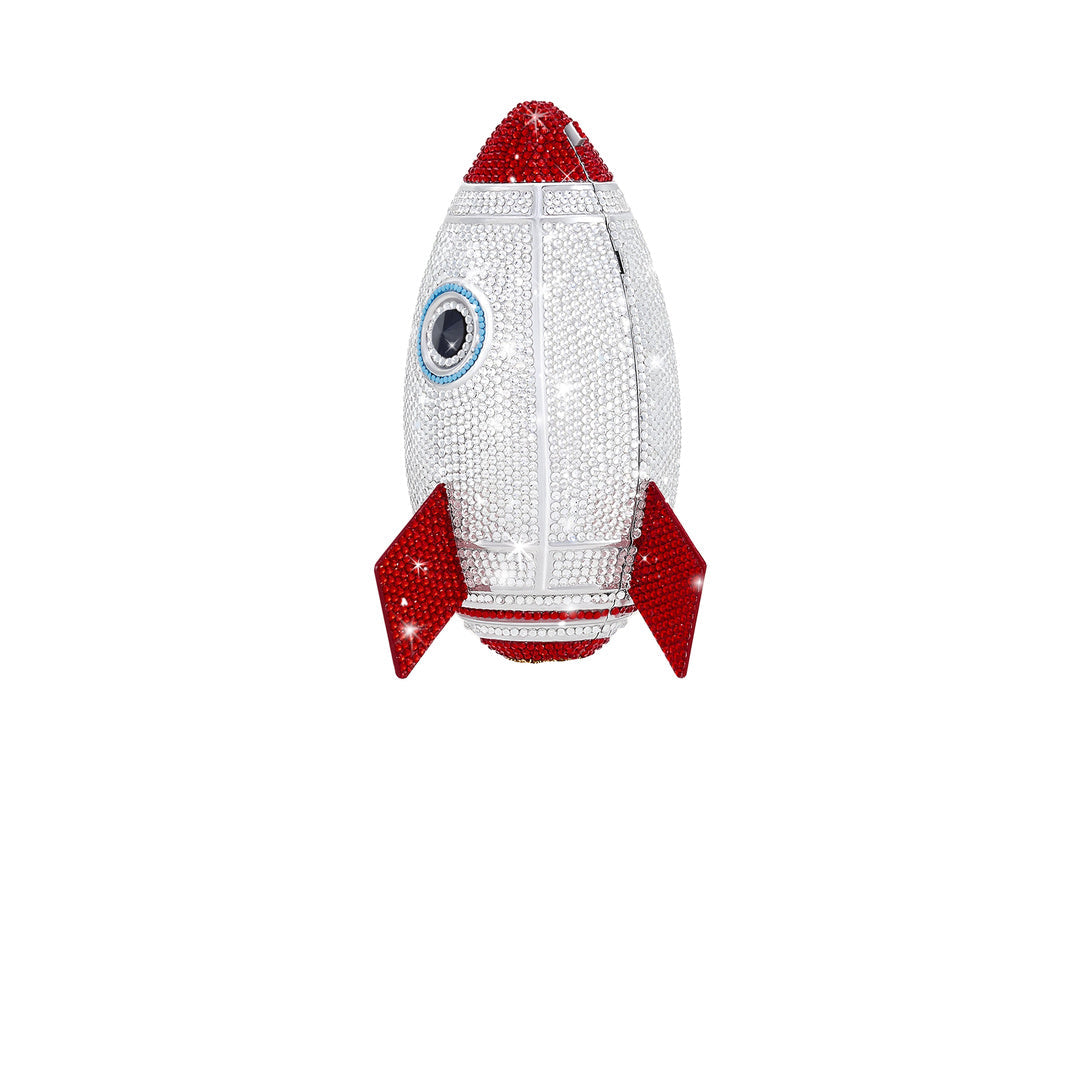 JW PEI Rocket Shape Faux Crystal Clutch - Silver by JW PEI