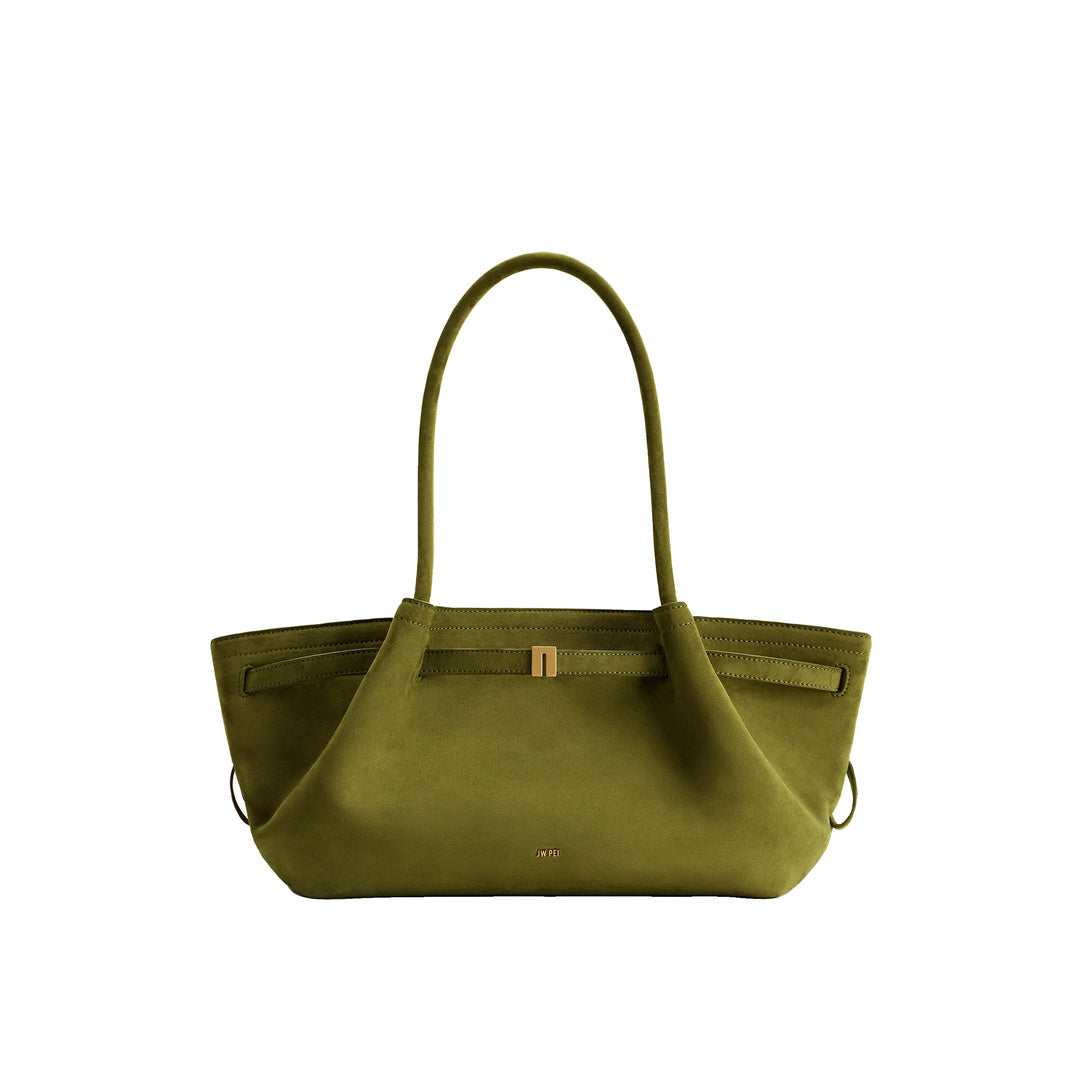 JW PEI Hana Wide Faux Suede Tote Bag - Olive Green by JW PEI