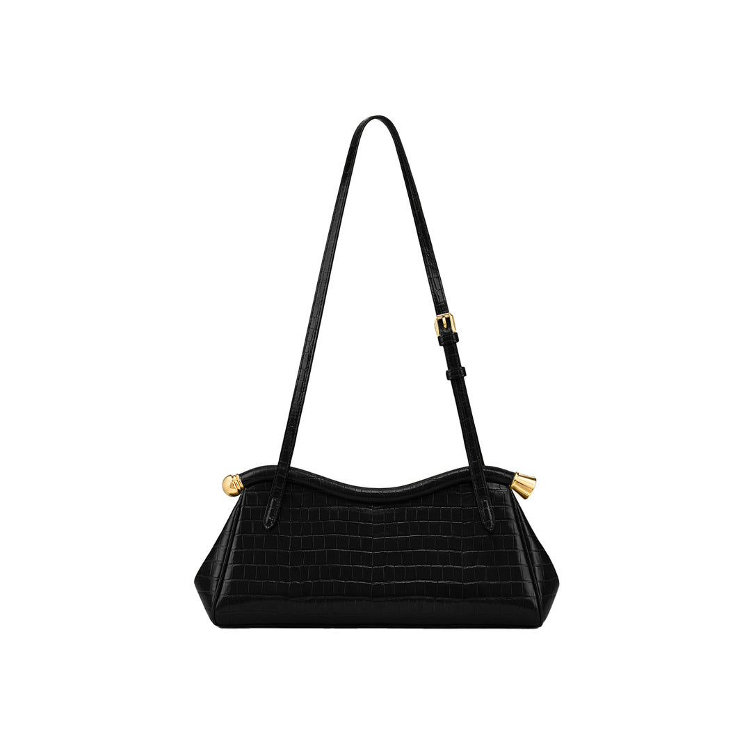JW PEI Naomi Curved Shoulder Bag - Black Croc by JW PEI