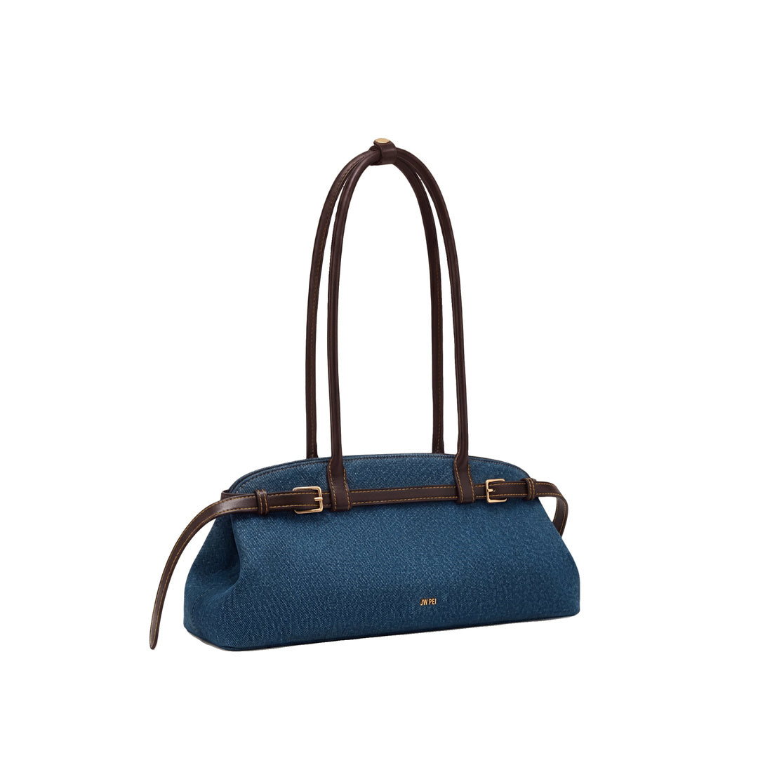 JW PEI Arden Belt Detail East-West Shoulder Bag - Blue Denim by JW PEI