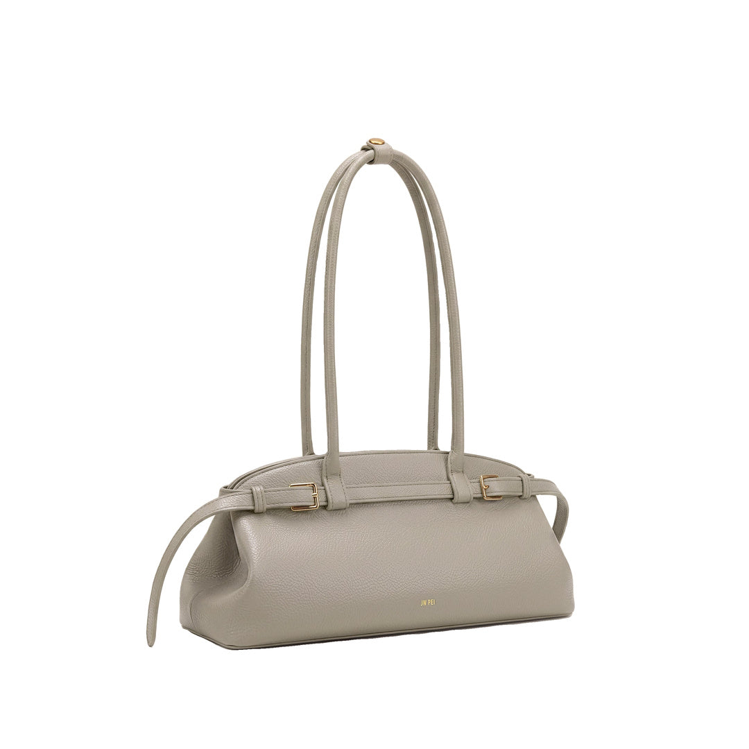 JW PEI Arden Pebbled Belt Detail East-West Shoulder Bag - Taupe by JW PEI