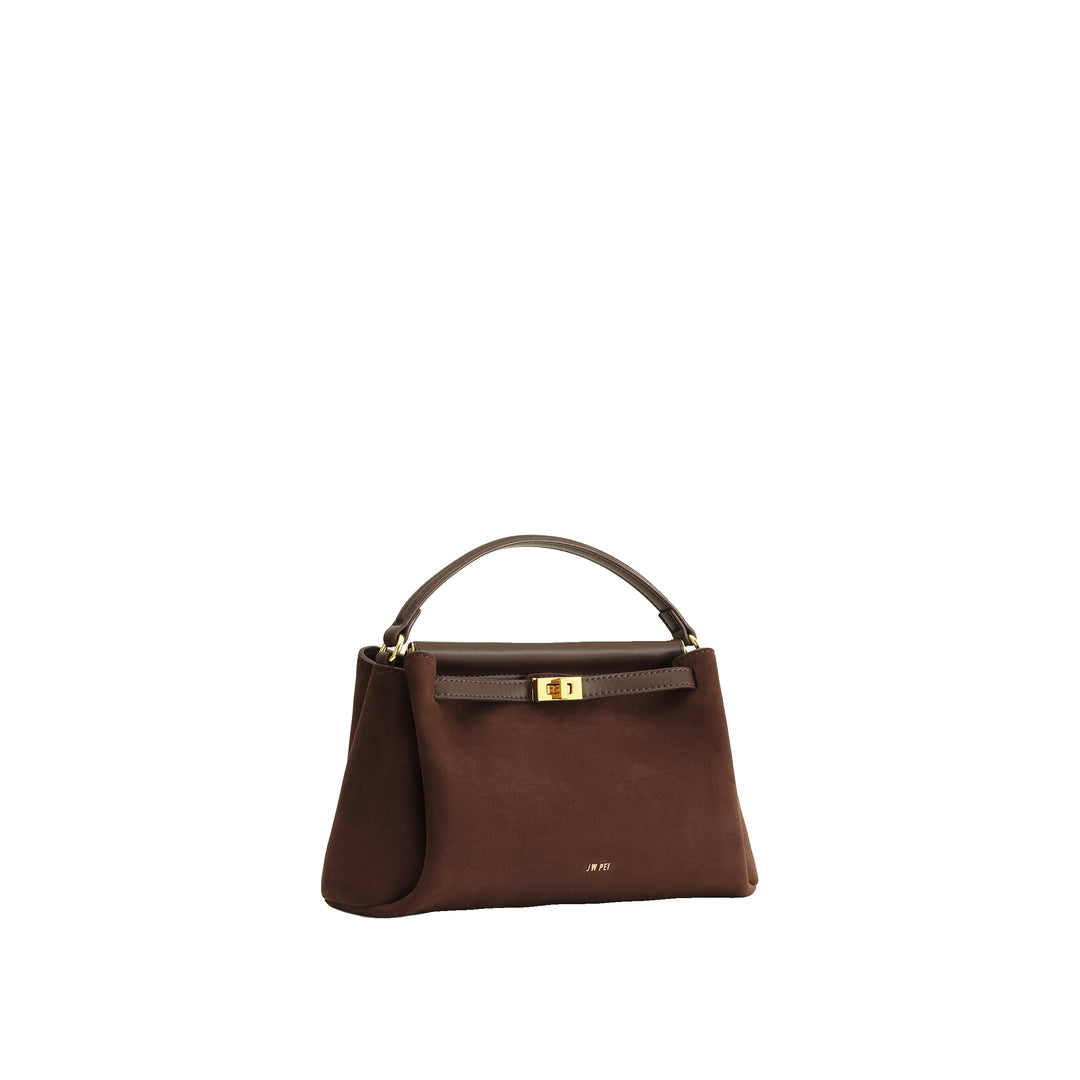 JW PEI Carmen Faux Suede Top Handle Bag - Dark Brown by JW PEI