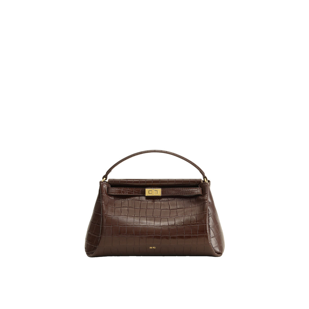 JW PEI Carmen Top Handle Bag - Dark Brown Croc by JW PEI