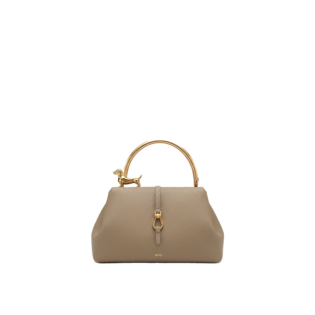 JW PEI Bruna Dachshund Metal Handle Top Handle Bag - Light Brown by JW PEI