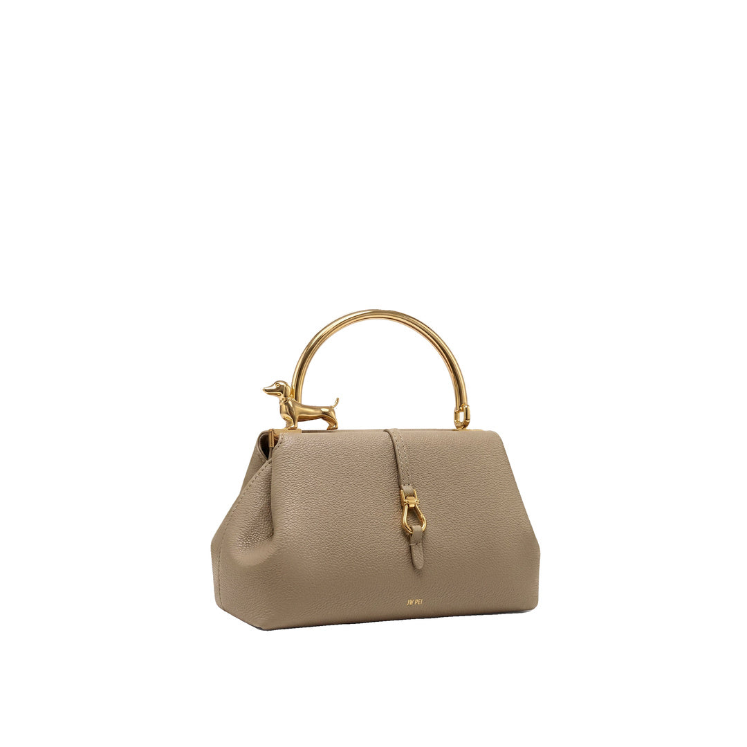 JW PEI Bruna Dachshund Metal Handle Top Handle Bag - Light Brown by JW PEI