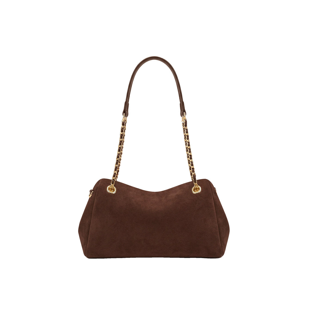 JW PEI Mireya Faux Suede Chain Shoulder Bag - Dark Brown by JW PEI
