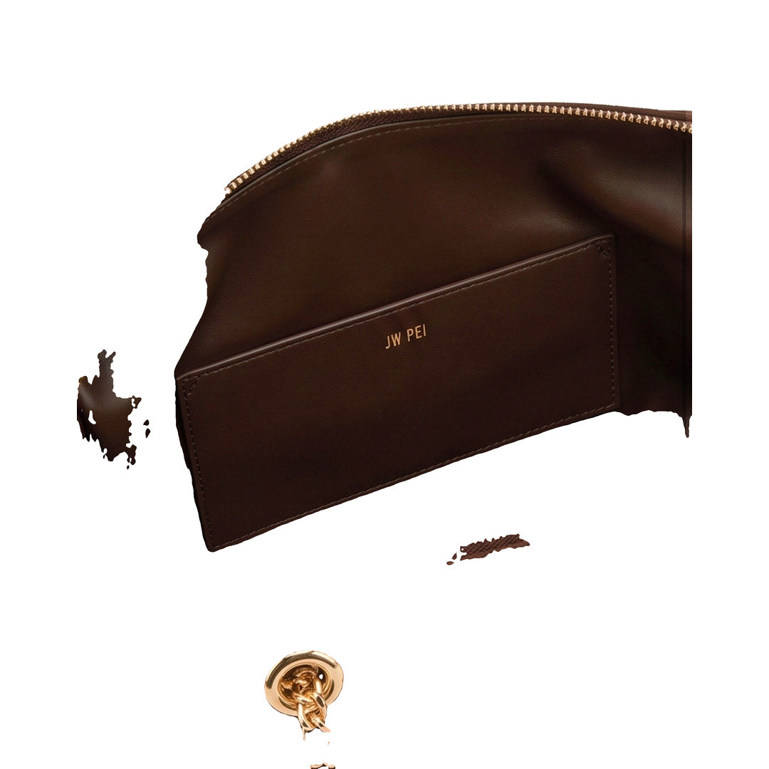 JW PEI Mireya Faux Suede Chain Shoulder Bag - Dark Brown by JW PEI