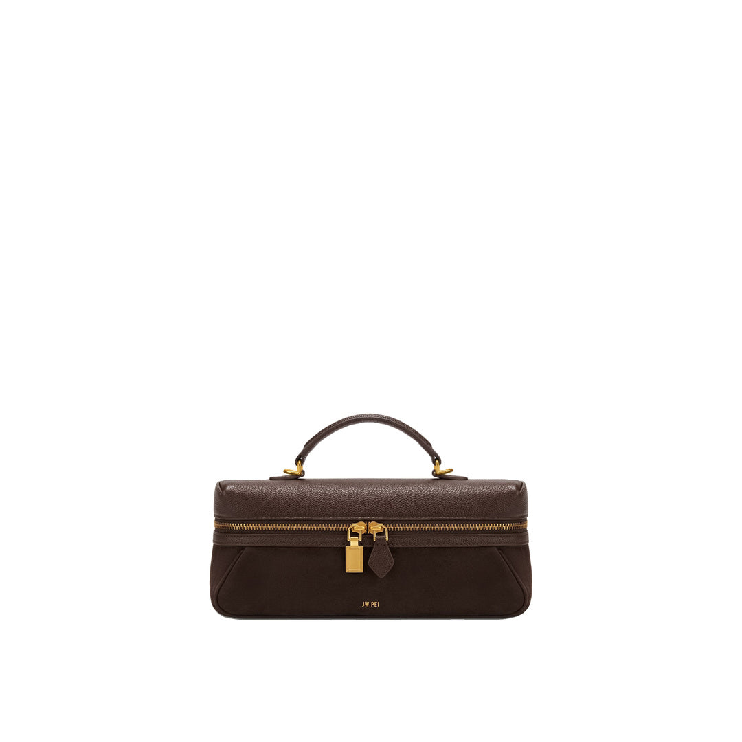 JW PEI Cleo Faux Suede Vanity Bag - Dark Brown by JW PEI