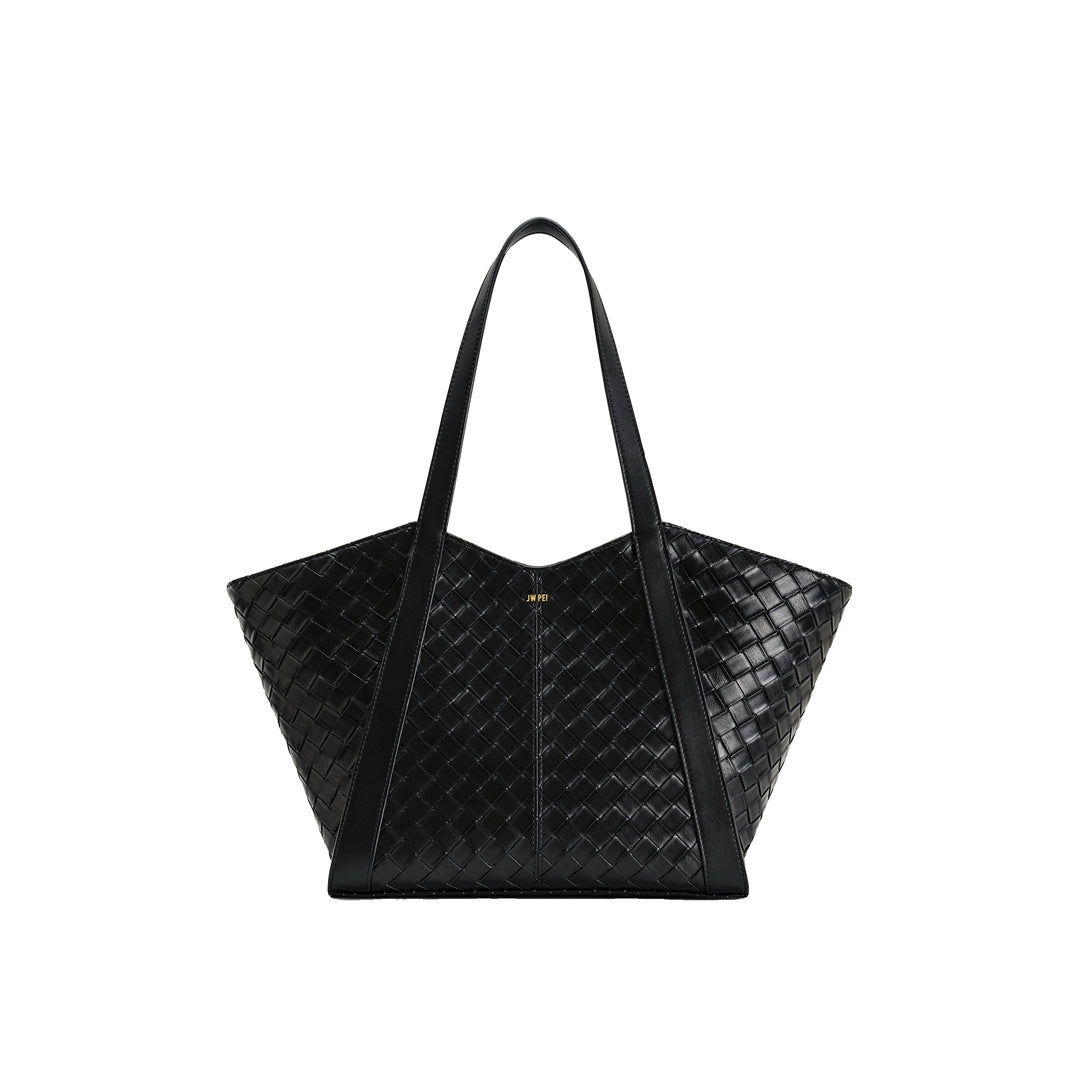 JW PEI Kiana Large Capacity Weave Texture Tote Bag - Black by JW PEI