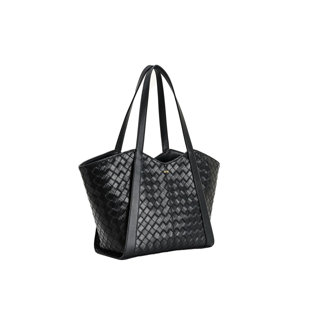 JW PEI Kiana Large Capacity Weave Texture Tote Bag - Black by JW PEI