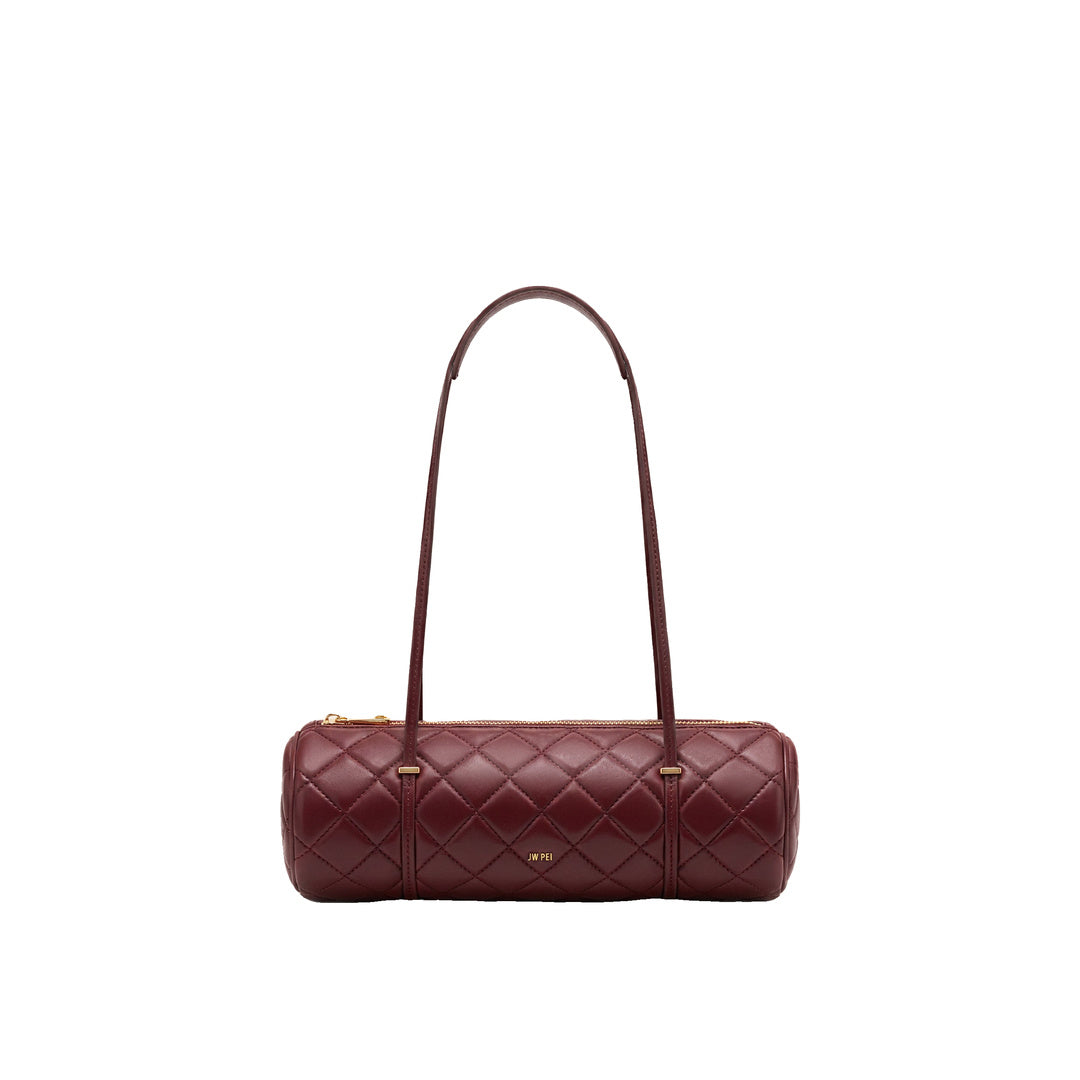 JW PEI Marcella Quilted Cylinder Shoulder Bag - Burgundy by JW PEI