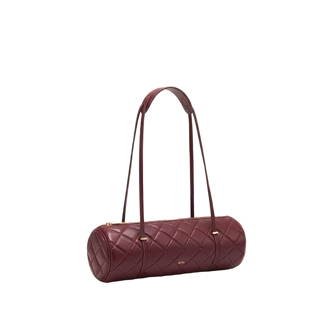 JW PEI Marcella Quilted Cylinder Shoulder Bag - Burgundy by JW PEI