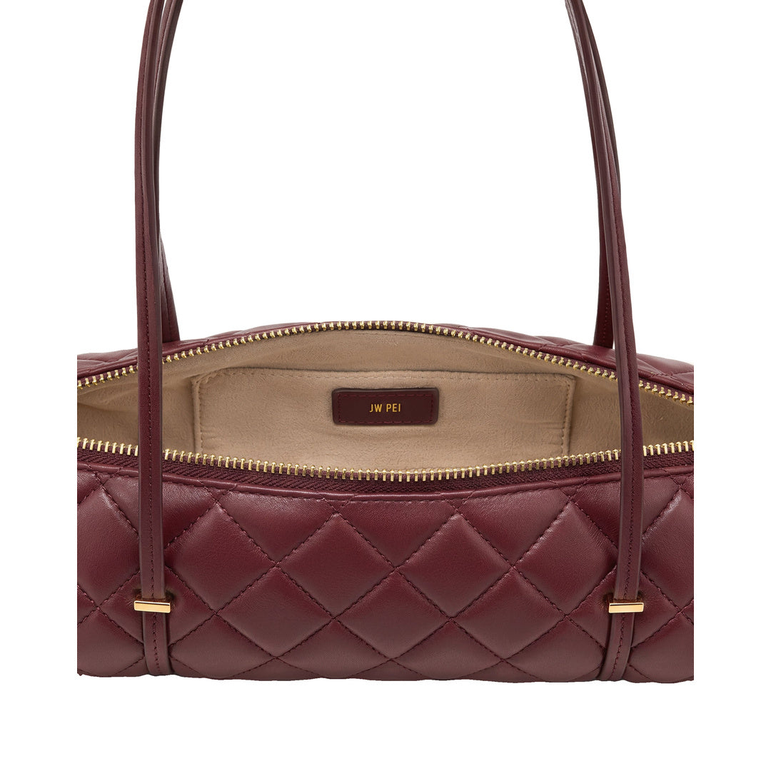 JW PEI Marcella Quilted Cylinder Shoulder Bag - Burgundy by JW PEI