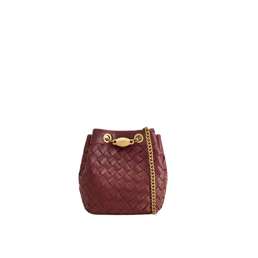 JW PEI Yara Hand-Woven Bucket Bag - Burgundy by JW PEI