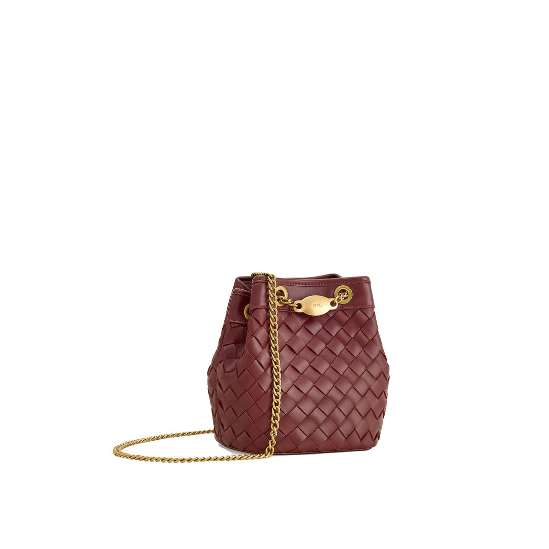 JW PEI Yara Hand-Woven Bucket Bag - Burgundy by JW PEI