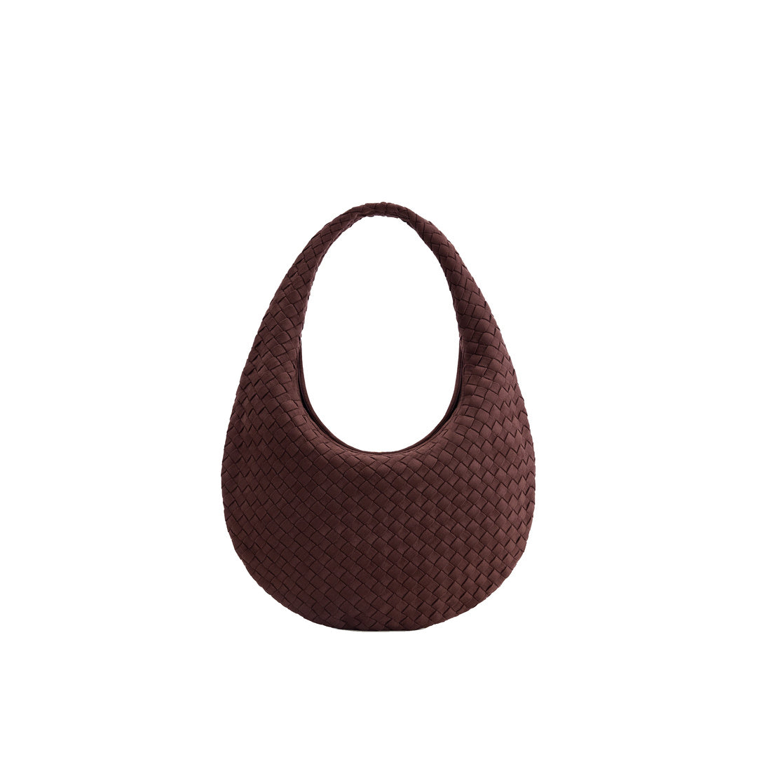 JW PEI Nola Faux Suede Woven Hobo Shoulder Bag - Dark Mocha by JW PEI