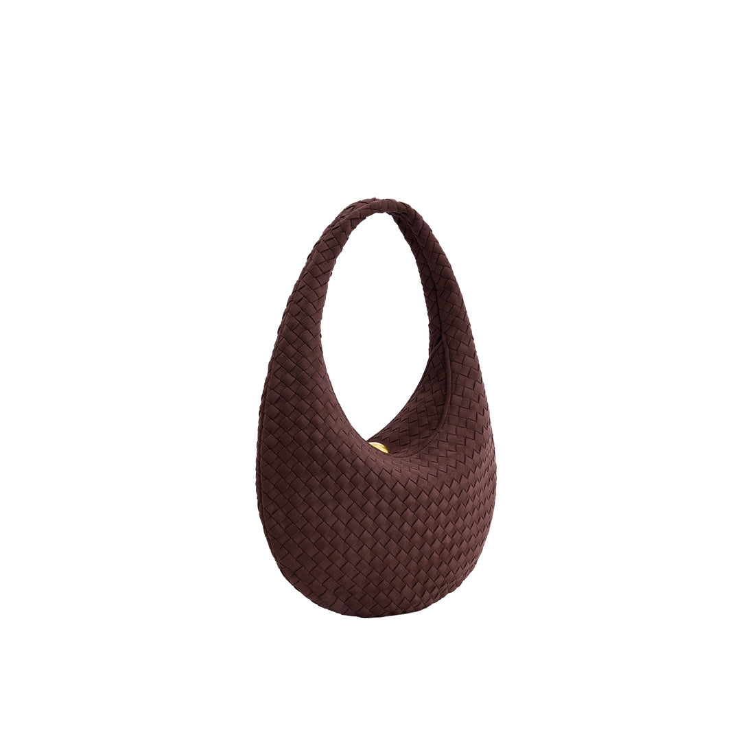 JW PEI Nola Faux Suede Woven Hobo Shoulder Bag - Dark Mocha by JW PEI
