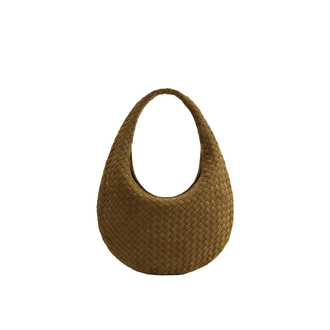 JW PEI Nola Faux Suede Woven Hobo Shoulder Bag - Olive Green by JW PEI