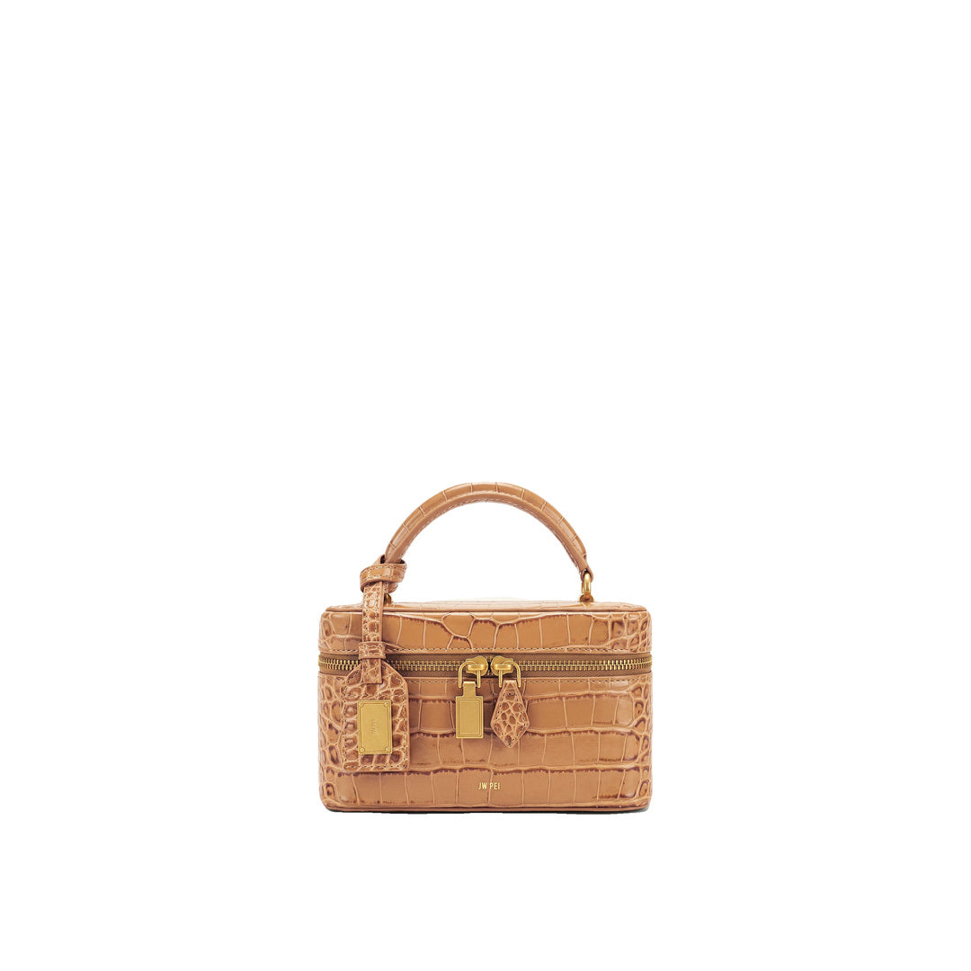 JW PEI Cleo Box Shape Top Handle Bag - Brown Croc by JW PEI