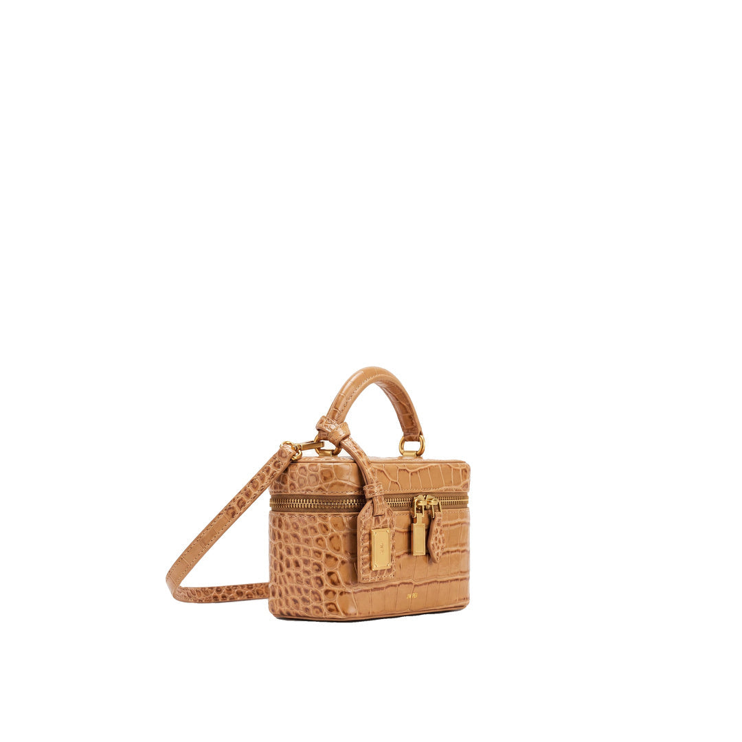 JW PEI Cleo Box Shape Top Handle Bag - Brown Croc by JW PEI
