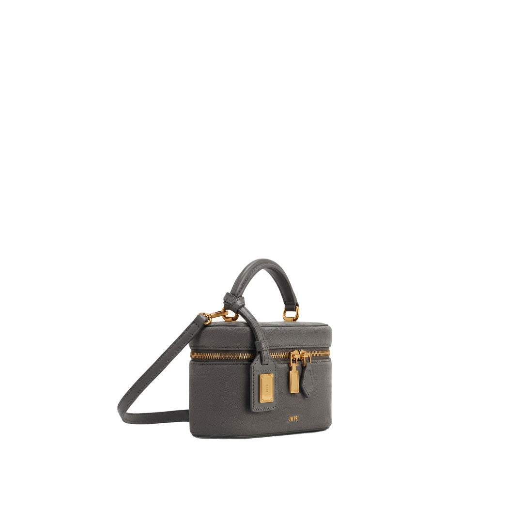 JW PEI Cleo Faux Suede Box Shape Top Handle Bag - Dark Gray by JW PEI