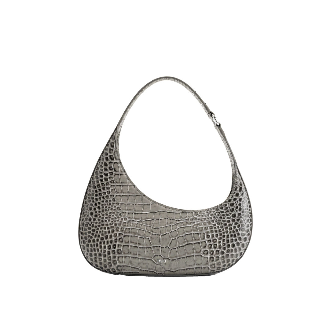 JW PEI Harlee Shoulder Bag - Light Grey Croc by JW PEI