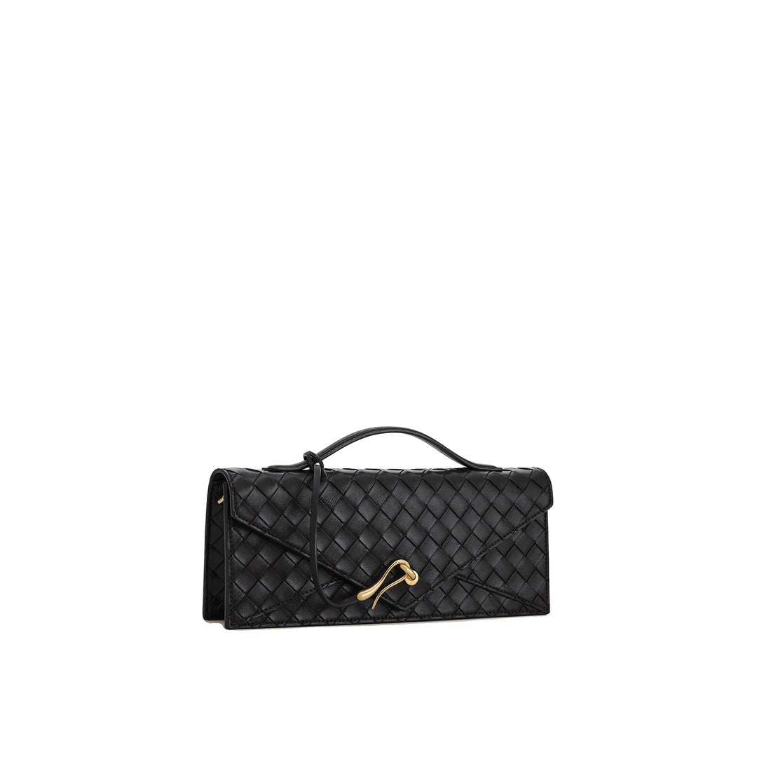 JW PEI Celeste Woven Textured Envelope Top Handle Bag - Black by JW PEI