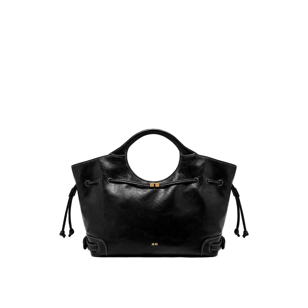JW PEI Virelle Waxed Vegan Leather Drawstring Tote Bag - Black by JW PEI