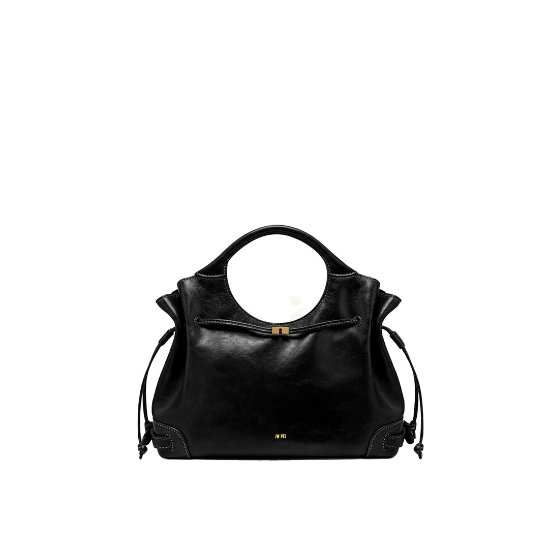 JW PEI Virelle Waxed Vegan Leather Drawstring Tote Bag - Black by JW PEI