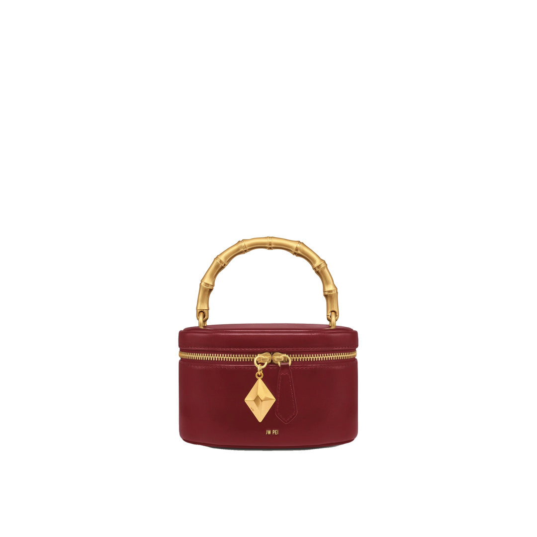 JW PEI Natalie Metal Geometric Pendant Handle Bag - Burgundy by JW PEI