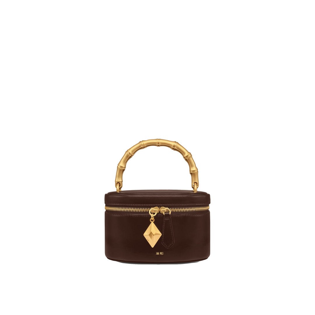 JW PEI Natalie Metal Geometric Pendant Handle Bag - Dark Brown by JW PEI