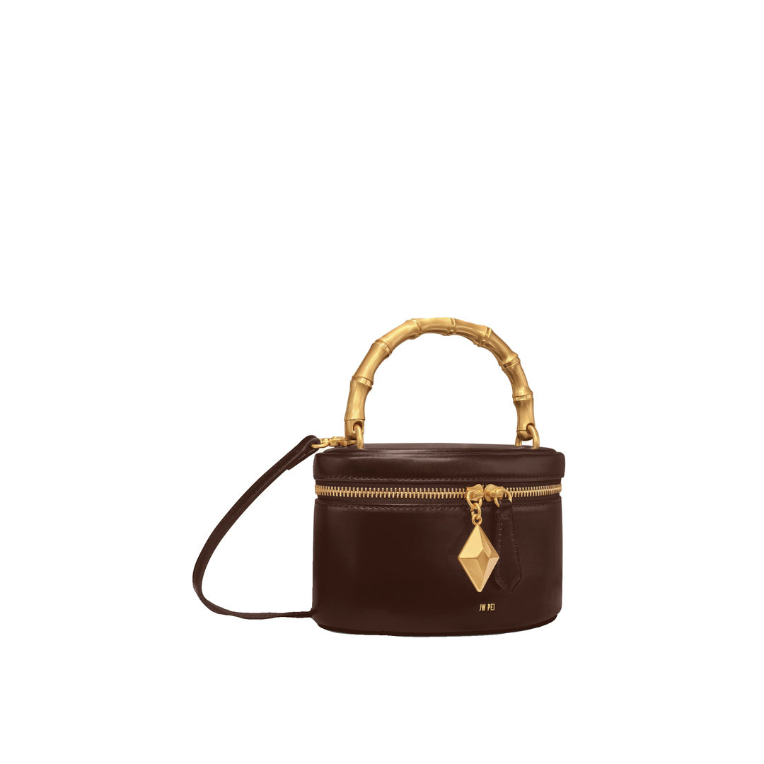 JW PEI Natalie Metal Geometric Pendant Handle Bag - Dark Brown by JW PEI