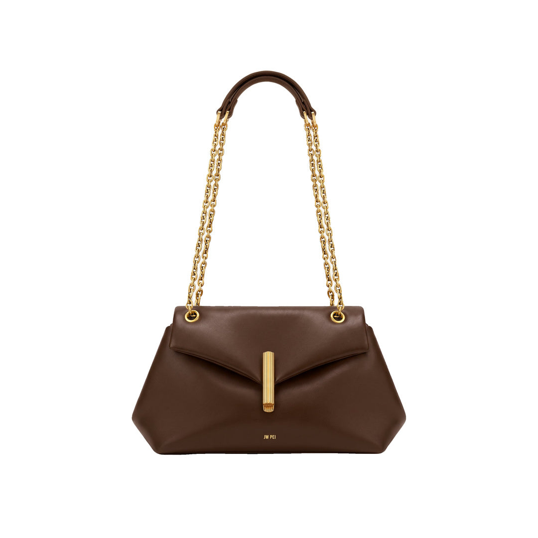 JW PEI Valerie Chain Flap Shoulder Bag - Dark Brown by JW PEI