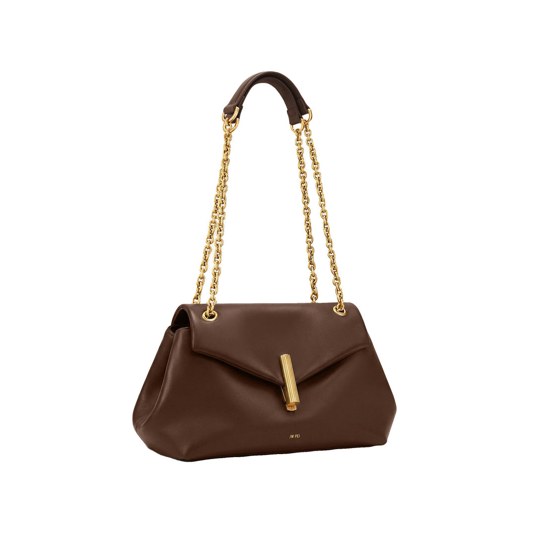 JW PEI Valerie Chain Flap Shoulder Bag - Dark Brown by JW PEI