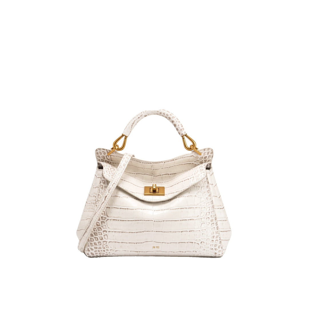 JW PEI Lucia Classic Top Handle Bag - Off White Croc by JW PEI