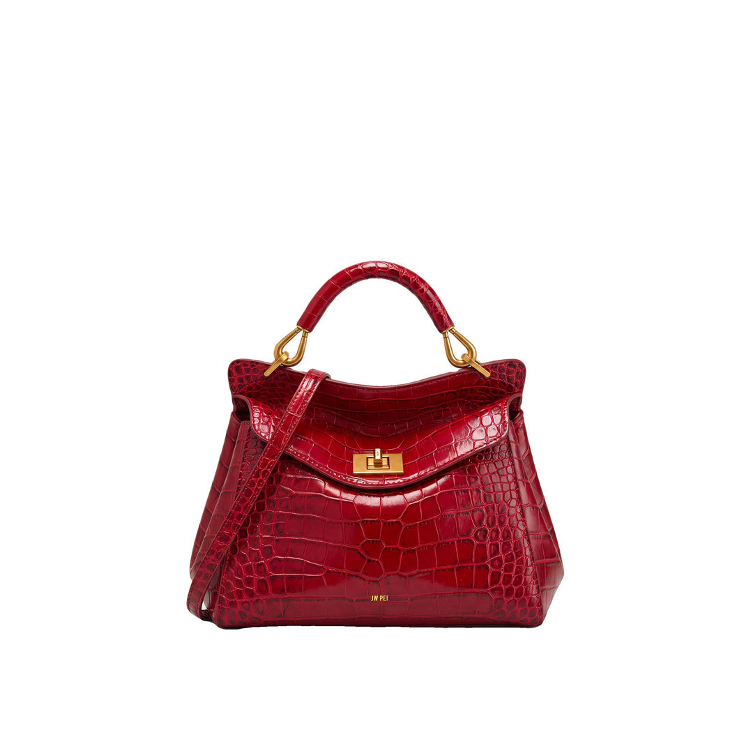 JW PEI Lucia Classic Top Handle Bag - Burgundy Croc by JW PEI