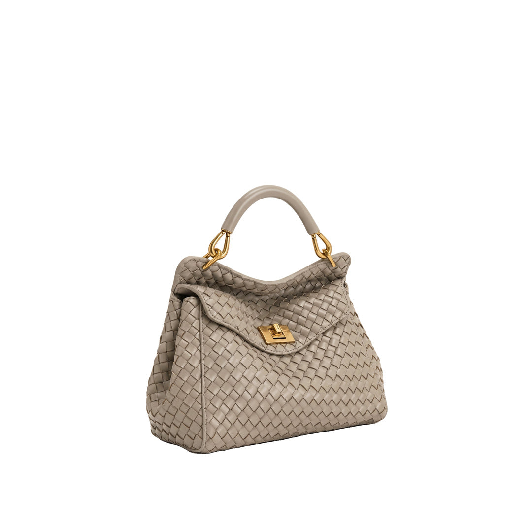 JW PEI Lucia Classic Woven Top Handle Bag - Mud Gray by JW PEI