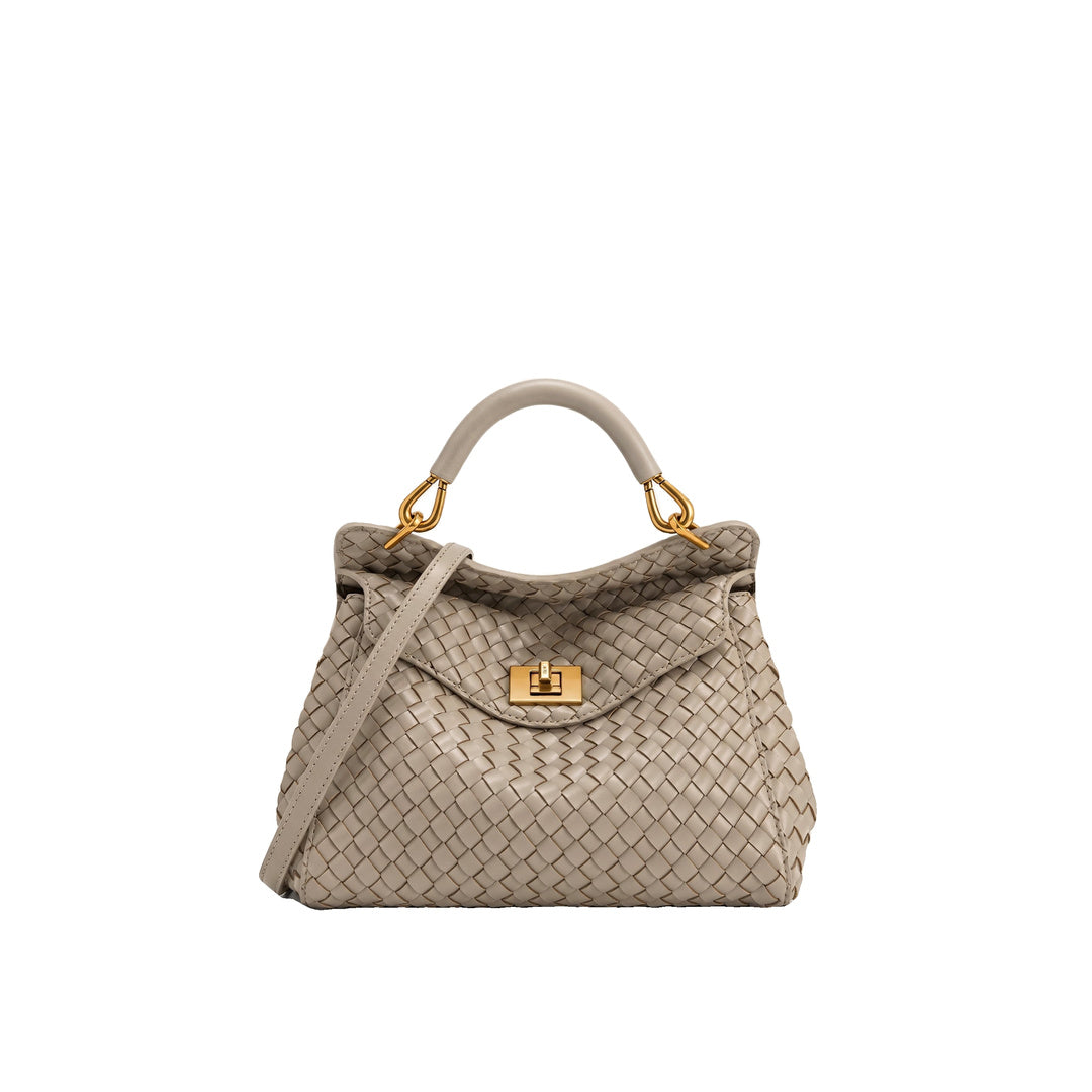 JW PEI Lucia Classic Woven Top Handle Bag - Mud Gray by JW PEI