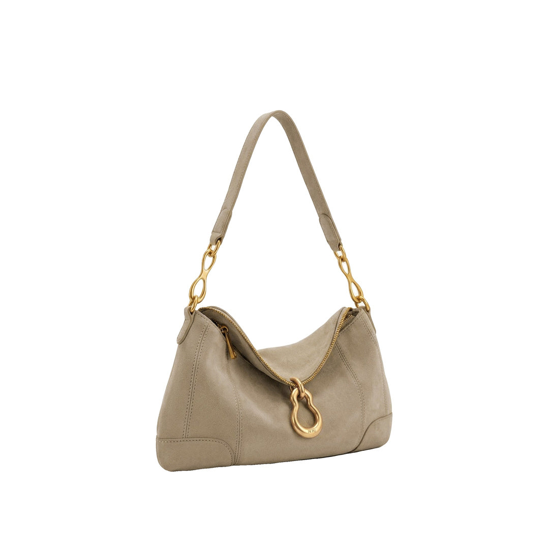 JW PEI Jayla Faux Suede Metal Pendant Embellished Shoulder Bag - Grey by JW PEI