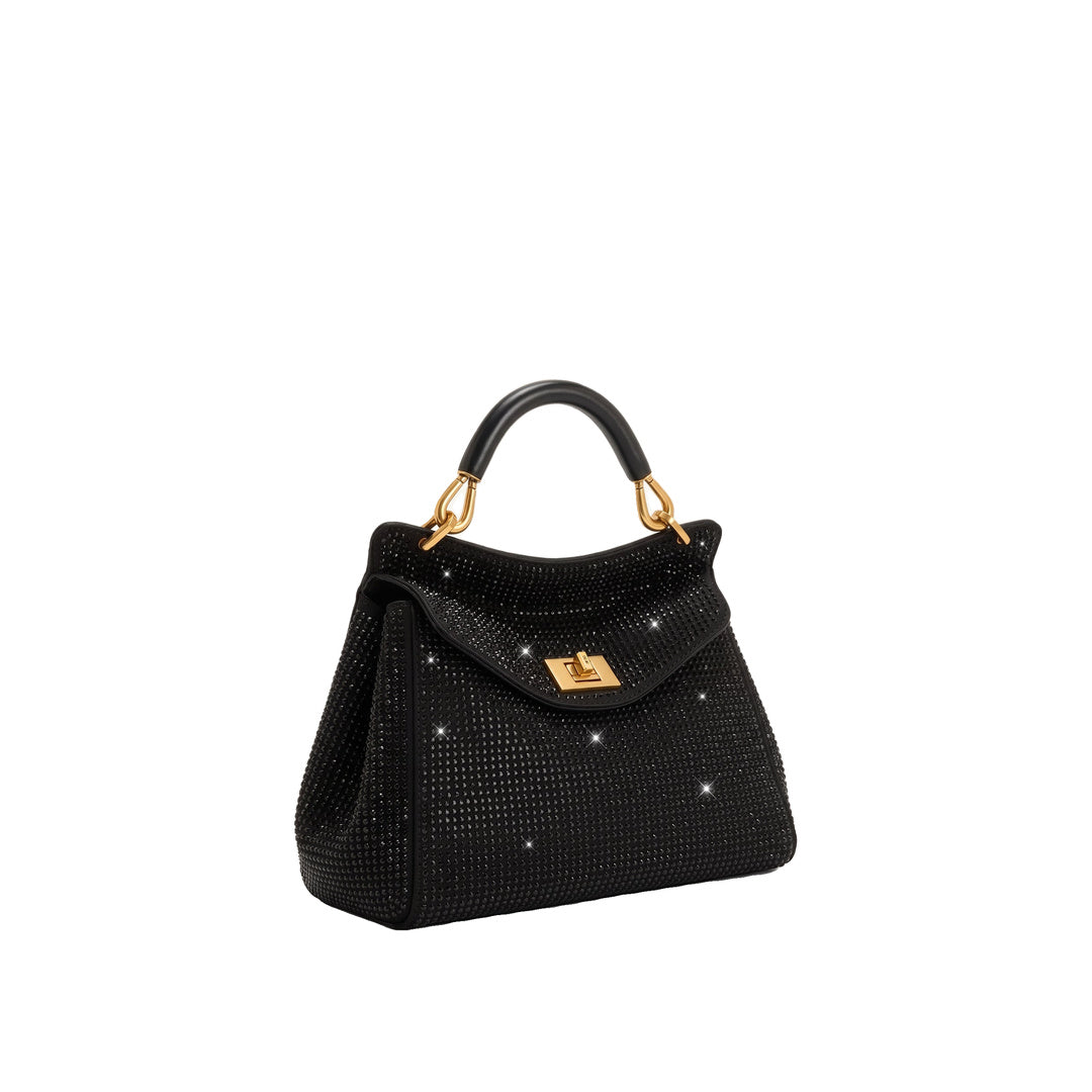 JW PEI Lucia Classic Artificial Crystal Top Handle Bag - Black by JW PEI