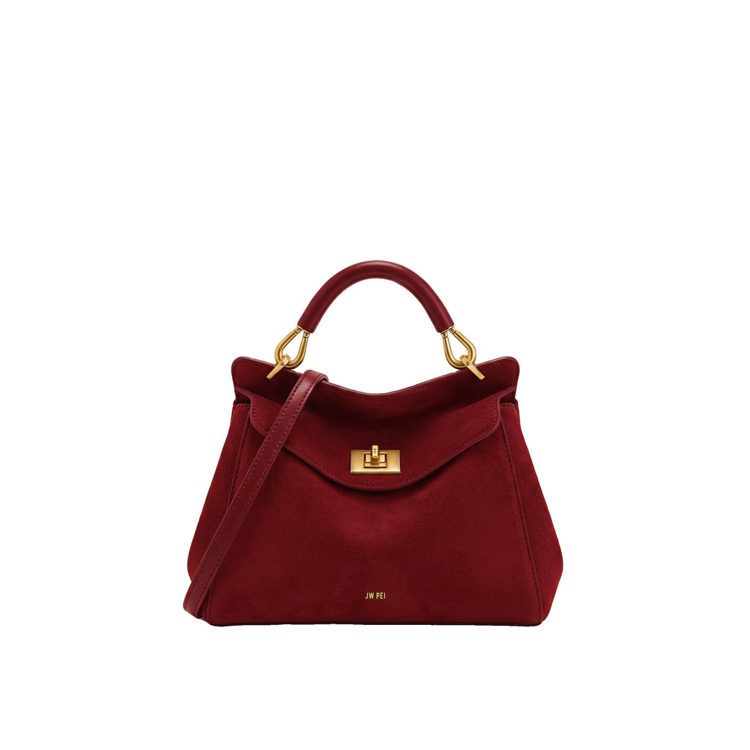 JW PEI Lucia Classic Faux Suede Top Handle Bag - Deep Burgundy by JW PEI
