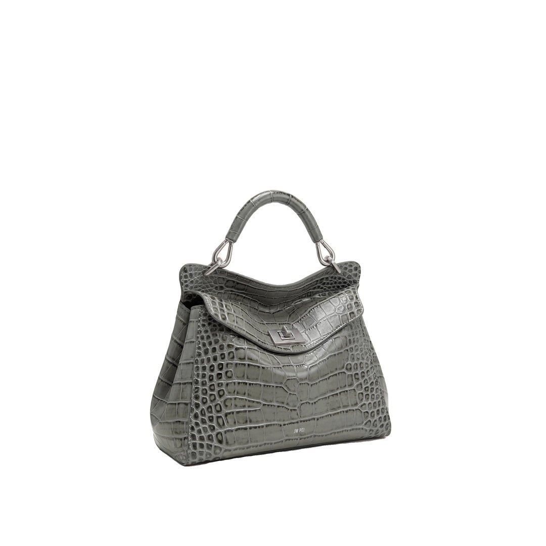 JW PEI Lucia Classic Top Handle Bag - Grey Croc by JW PEI
